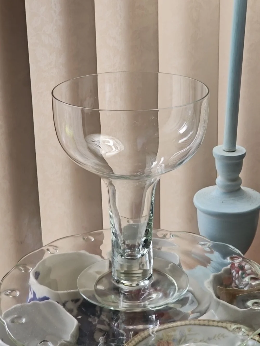 Clear Glass Decorative Compote Vase - Home Accents
